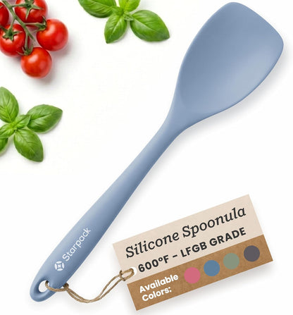 StarPack Silicone Spoonula The All-Rounder 11 Inch - LFGB Spoon Spatula, 600°F Heat Resistant, BPA-Free - One-Piece Seamless, Dishwasher Safe - for Nonstick Cookware, Sage Green