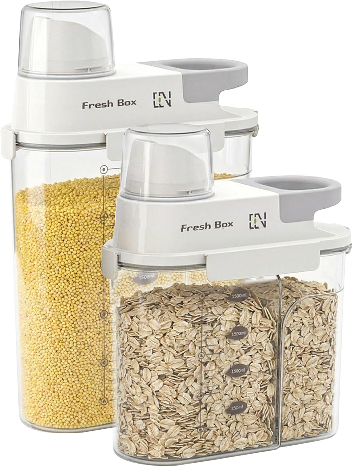 Rice Storage Container Grain Dry Food Flour Bin, Pet Dog Cat Food Dispenser with Measuring Cup, BPA-Free Clear Plastic Kitchen and Pantry Sugar Organizer (5.5, Pounds)