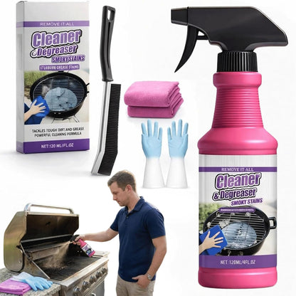 4 Fl oz Fast-Acting Heavy-Duty Grill Degreaser Spray, BBQ Cleaner for Grates and Smoker, Advanced Grease Dissolver and Stain Remover for Outdoor Cooking Equipment (3pcs)