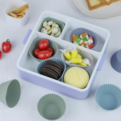 Silicone Baking Muffin Cups 12 Pack, Reusable Cupcake Liners Cake Molds, BPA Free, Dishwasher Safe(White, Green, Navy, Dusty Blue)