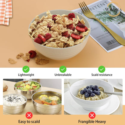 Wheat Straw Bowl Sets,8 PCS Unbreakable Cereal Bowl 26 OZ,Microwave and Dishwasher Safe Bowls,Bowl Sets for Camping and Picnic BPA Free Colorful Salad Bowls for Serving Soup,Oatmeal and Fruit Etc…