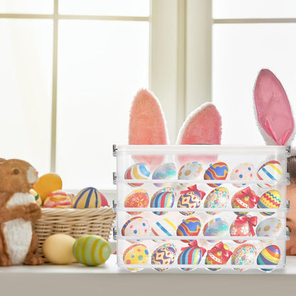 BSTKEY Deviled Egg Containers with Lid, 3 Layer Deviled Egg Platter Carrier Trays for 36 Eggs, Fridge Stackable Portable Egg Holder with Handle for Home Kitchen Party Easter Picnic