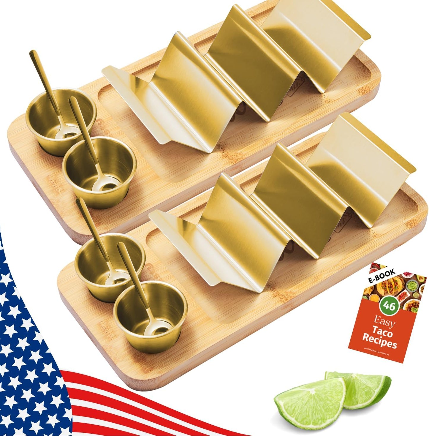 Taco Holder Kit, 3-in-1 Taco Set - Taco Shell Stand + Serving Tray + Sauce Cup, Taco Presentation Rack Plate for Taco Tuesday Bar Party, Gifts for Taco Lovers Holiday Accessories Cinco de Mayo Events