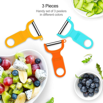 Original Vegetable Peeler Carbon Steel Blade 3-Pack Red/Green/Yellow