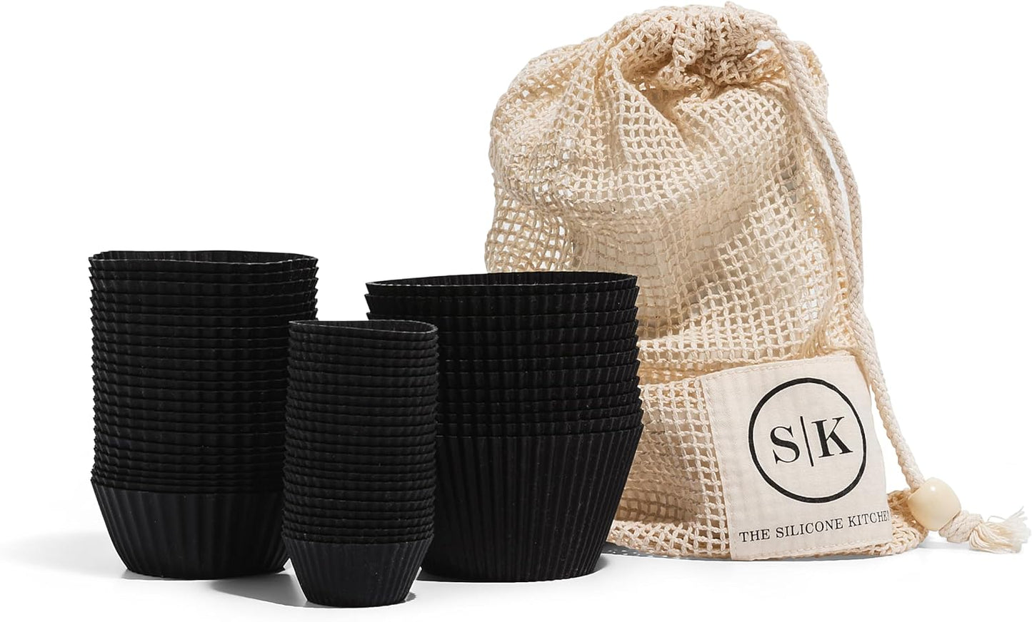 The Silicone Kitchen Reusable Silicone Bento Baking Cup, Non-Toxic, BPA Free, Dishwasher Safe Bento Box Accessories Lunch Box Dividers, Square and Rectangle, 24 Pack, Matte Black
