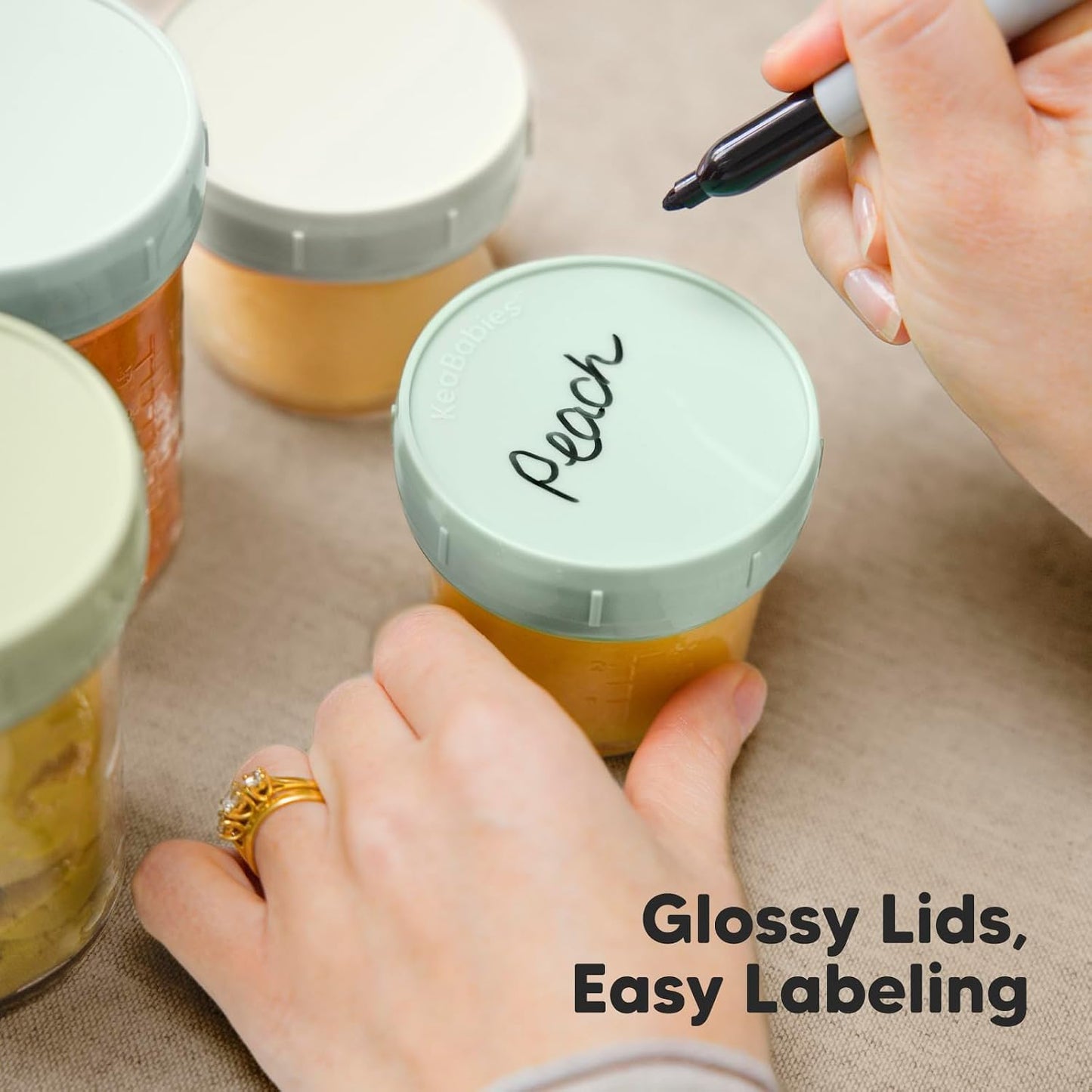 KeaBabies 12pk 4oz Glass Baby Food Containers with Lids - Leak-Proof, Microwavable Small Glass Jars, Baby Purees & Toddler Snack Storage Containers, BPA-Free, Dishwasher & Freezer Safe (Musk Dusk)