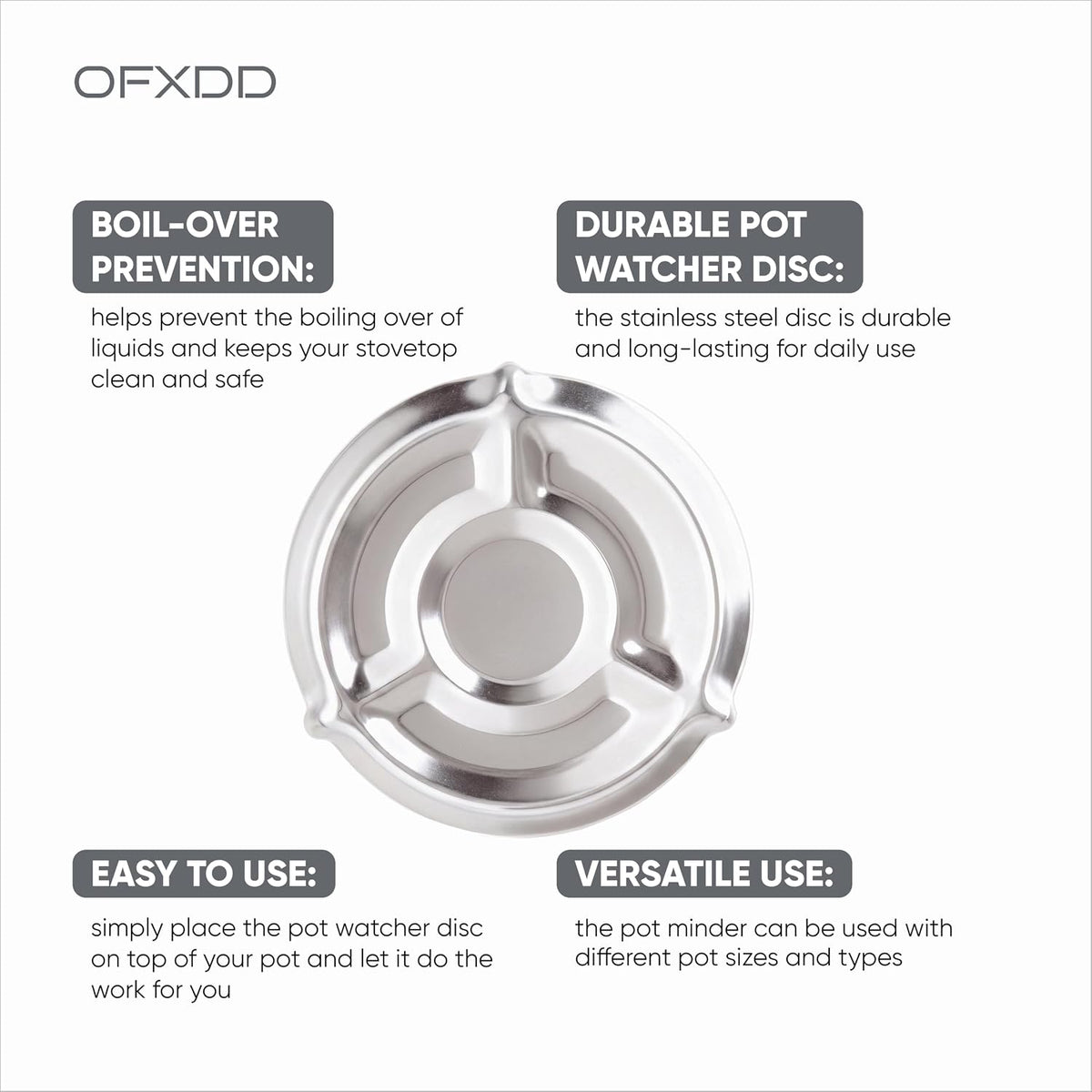 Pot Minder Boil Over Spill Stopper, Stainless Steel Pot Watcher Disc to Prevent Boil Over, Milk Watcher Boil Alert Disk for Pots, Pasta, Soup, Milk