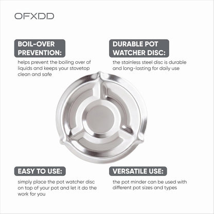 Pot Minder Boil Over Spill Stopper, Stainless Steel Pot Watcher Disc to Prevent Boil Over, Milk Watcher Boil Alert Disk for Pots, Pasta, Soup, Milk