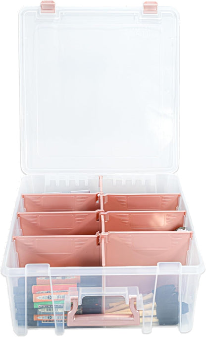 ArtBin 6990SO Super Satchel Double Deep Compartment Box - Art Storage with 8 Removable Compartments, Smart Closure for Craft Supplies (Gold - Pack of 1)