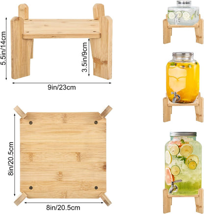 Natural Wooden Drink Dispenser Stand, Beverage Dispenser Stand and Water Jug Holder Glass Water Jugs Base for Families Parties and Catering Events, Fit Max 9.5 Inch Glass Water Pitcher