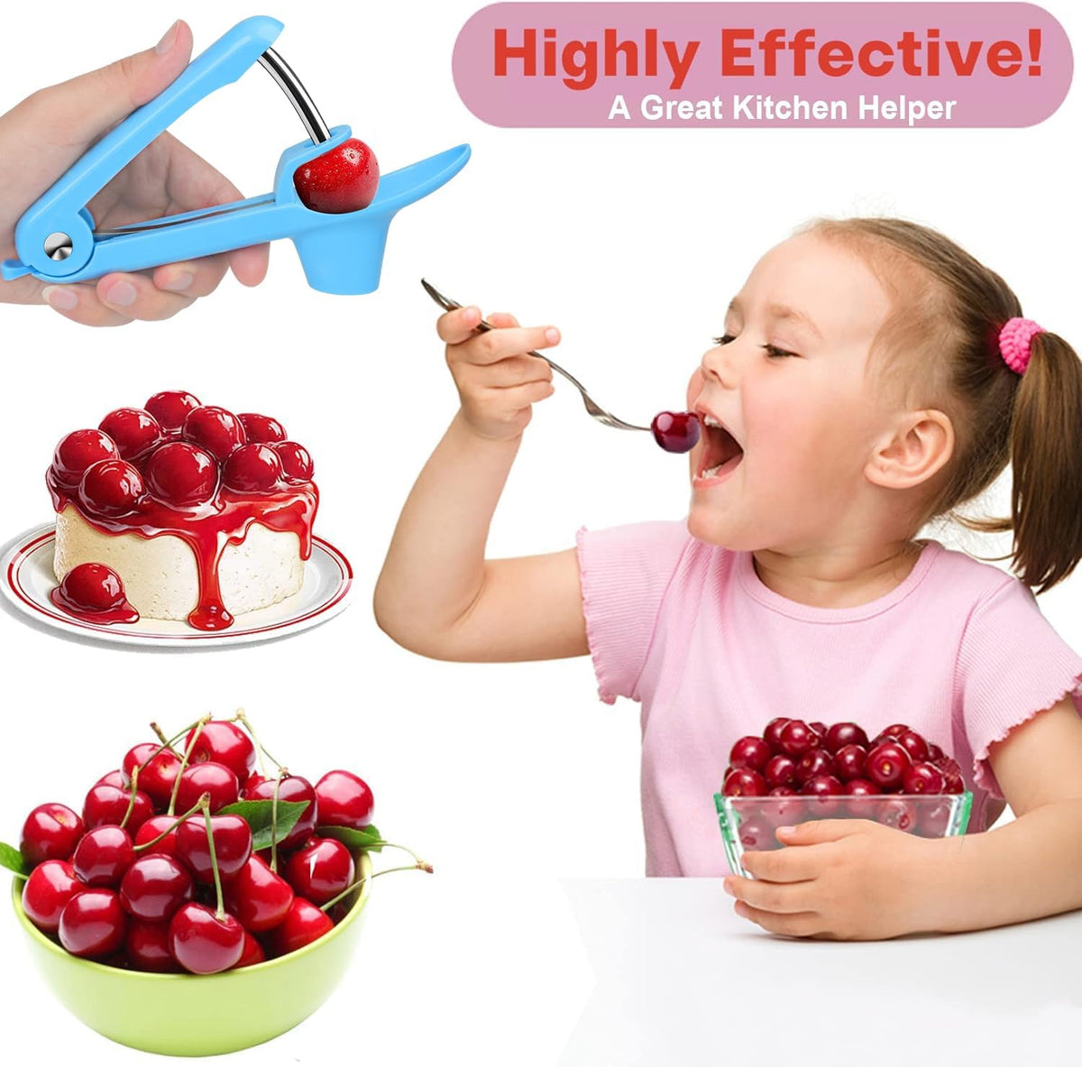 Cherry Pitter Tool,Cherry Pitter Cherry Stone Remover Tool for Making Cherry Jam Cherries Corer Pitter Tool，Cherry Pitter Olive Pitter with Space-Saving Lock Design, Black