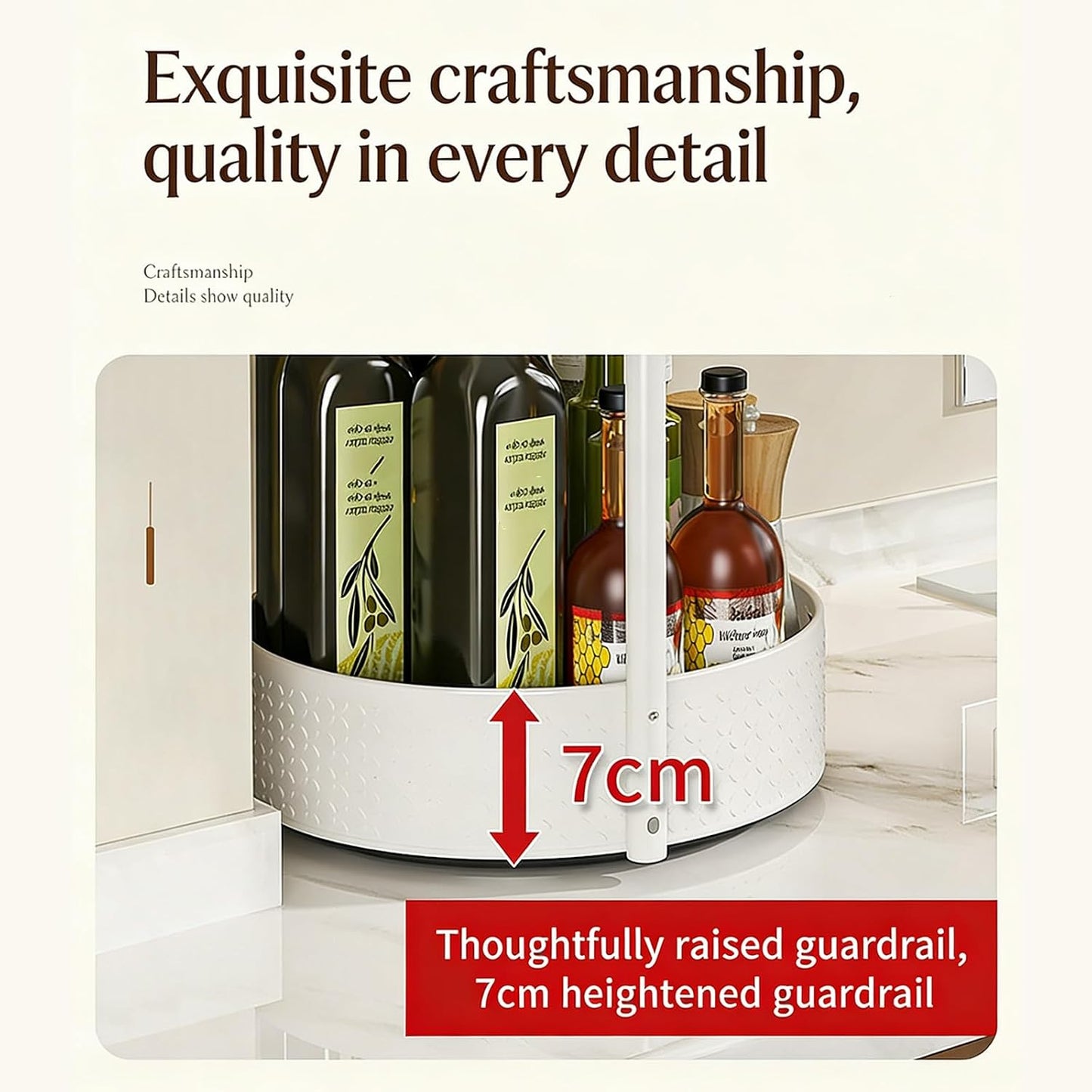 Double Layer Condiment Rack Organizers With 360 Degree Rotating Base And Detachable Paper Towel Holder Seasoning Bottle