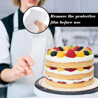 4-Piece Cake Scraper Set, Cake Stripe Edge Contour Comb, 7 Different Shapes, Durable