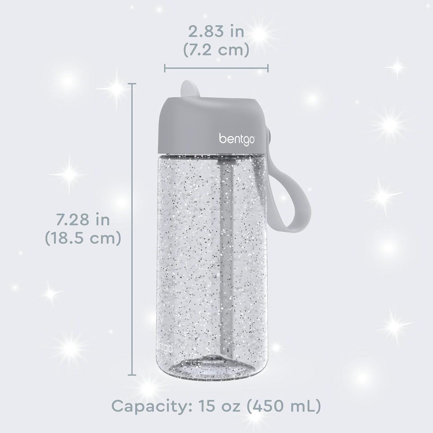 Bentgo Kids Water Bottle - Leak-Proof, Durable Tritan PFAS- & BPA-Free 15 fl oz, Kids/Toddlers Ages 3+ for School & Sports; Bite & Sip Spout, Carrying Handle, Dishwasher Safe (Unicorn)