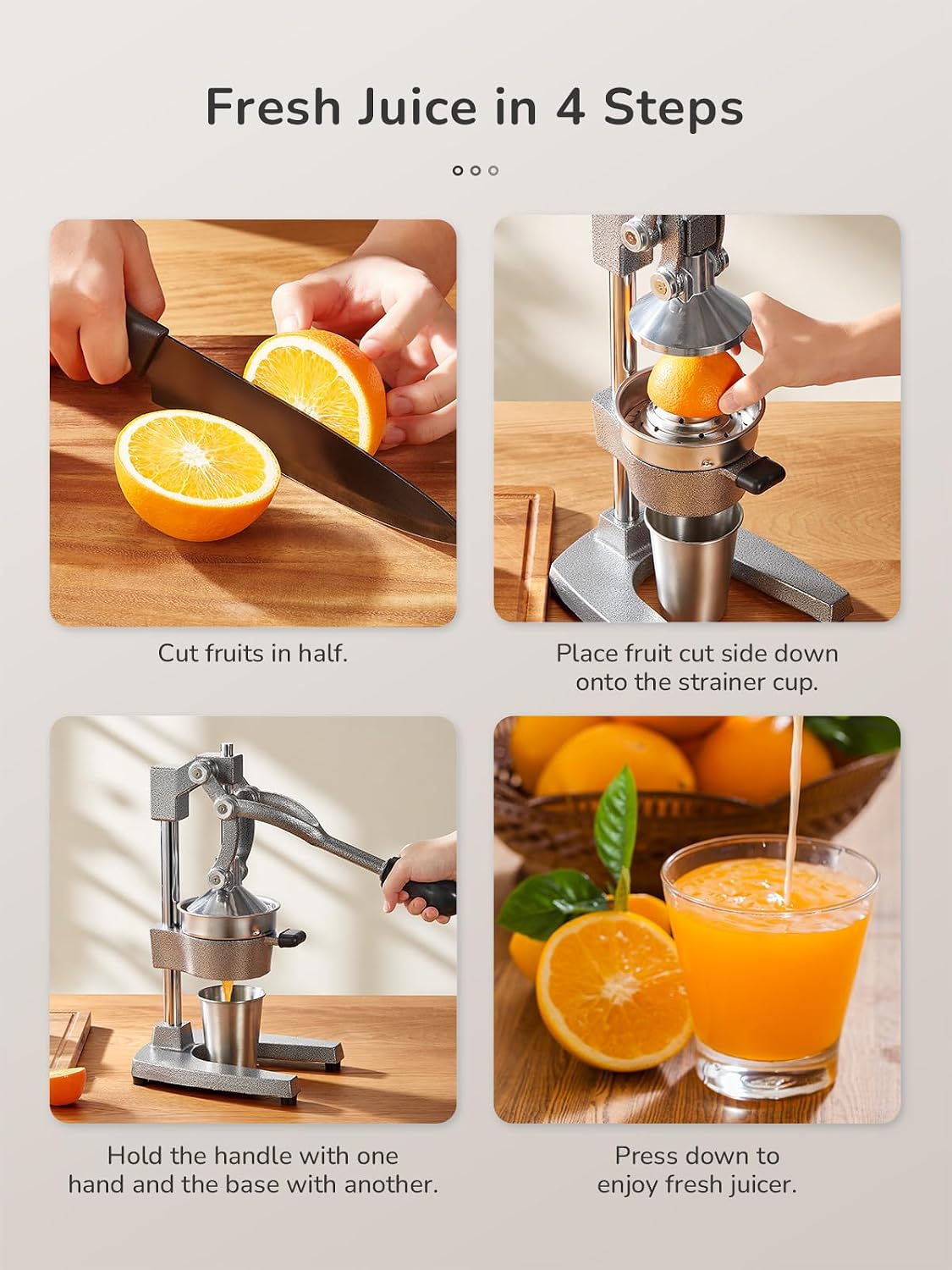 QCen Manual Citrus Juicer Cast Iron Heavy Duty Orange Press