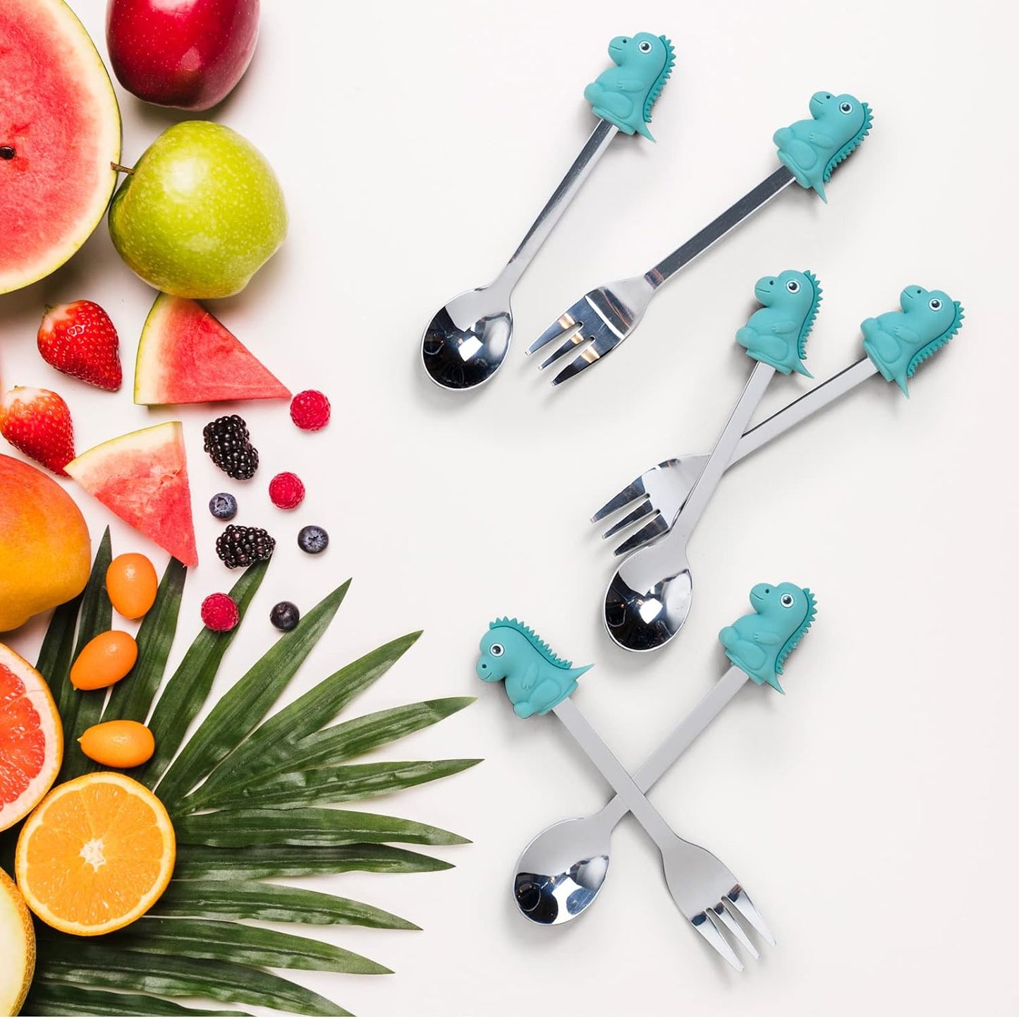 Cocktail Forks, 6-Piece Appetizer Forks, Cat Shapes, Stainless Steel and Silicone Small Forks for Fruits, Cheese, Appetizers