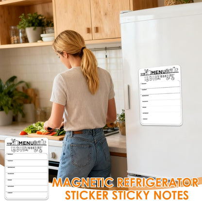 Magnetic Weekly Meal Planner for Refrigerator, 8x12'' Dry Erase Menu Board, Stain Resistant Whiteboard, Strong Magnetic Backing, Ideal for Families, Students, Roommates, Notes, Grocery Lists (A)