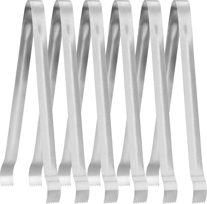 New Star Foodservice Restaurant-Grade Pom Tong, Stainless Steel, 6.5 Inch, Set of 6, Silver