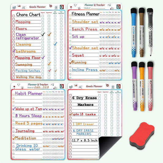 Pink Dry Erase Calendar for Fridge and Wall – Magnetic Acrylic Calendar 16x12 in, Dry Erase Board Reusable for Home or Office with 6 Liquid Chalk Markers | Pink Gifts for Women