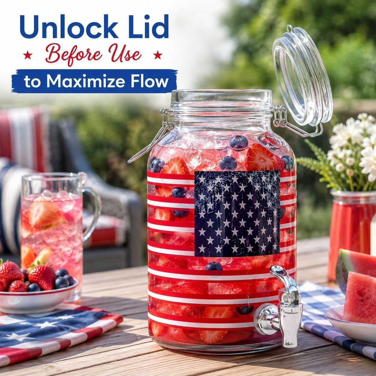 2 Gallon Glass Drink Dispenser, hobnail Drink Dispensers for Parties, Beverage Dispenser with Stand and Glass Lid, 100% Leakproof Spigot, Ideal for Lemonade, Juice,