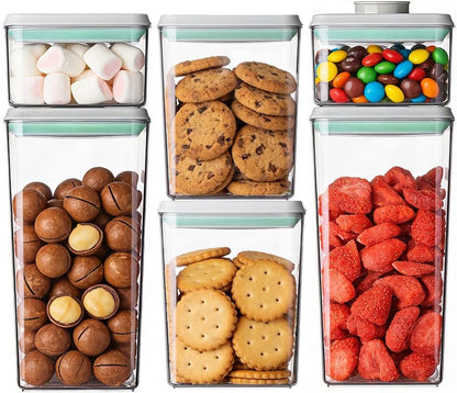 Airtight Food Storage with One-Touch Lid, (3 × 1.27 QT / 1.2 L) Stackable Durable PET for Sugar, Grains, Coffee Beans, and Baking Pantry Organization