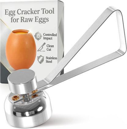 Egg Cracker Tool, Stainless Steel Topper, Spring-Loaded, Clean Cut