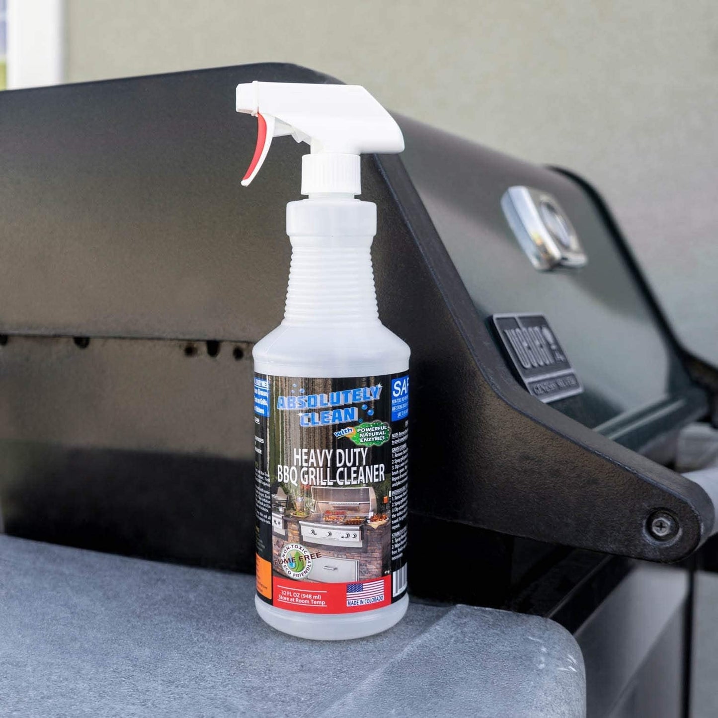 Absolutely Clean IT JUST WORKS GREAT as Grill Cleaner Spray! - Professional Strength, Natural Enzyme Formula - Fast Acting, Fume Free - USA Made (16oz Spray Bottle)