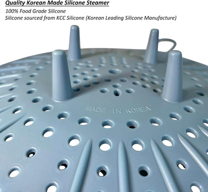 Korean Made Silicone Steamer Basket 10' Size, Silicone Steamer Insert for Pot Flexible Design (Gray) Stocking Stuffer