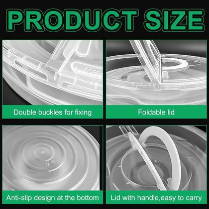 FMOACEN 11.5 Inch Clear Pie Containers With Lids and Handle Round Pie Carrier Reusable 2 Compartments Pizza box Leftover Pizza Keeper for Food Cake Cheesecake Tortilla Pastry