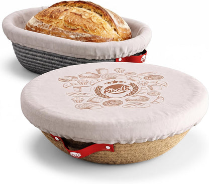 RICCLE Banneton Bread Proofing Basket, 2 Oval Sourdough Banneton Baskets