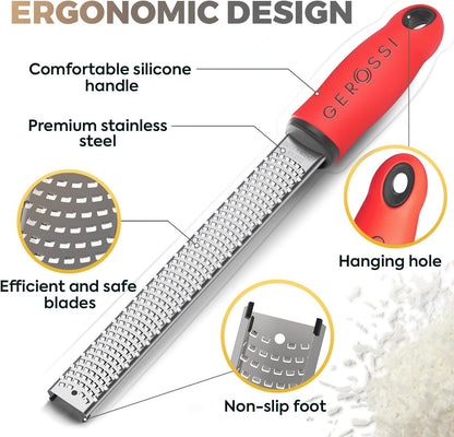 Stainless Steel Lemon Zester with Handle, Citrus Zester Grater for Cheese