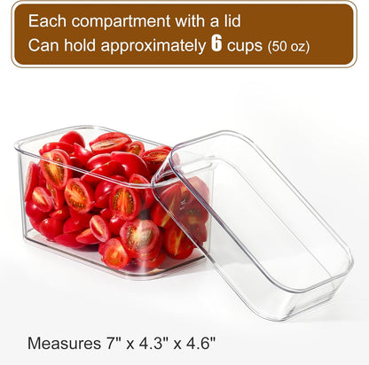Hudgan Large Taco Bar Serving Set for Party with 3 Separate Containers, Mimosa Bar Accessories with Lids, Chilled Condiment Caddy Organizer for Salad, Fruit, Party Garnish