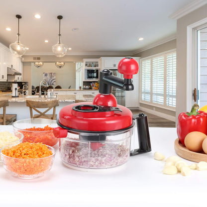 Cambom Manual Vegetable Cutter Food Processor 8 in 1 - Chopper, Mixer, Blender, Whipper, Egg Separator, Mincer, Grinder, Dicer with Clear Container 1200ml BPA Free