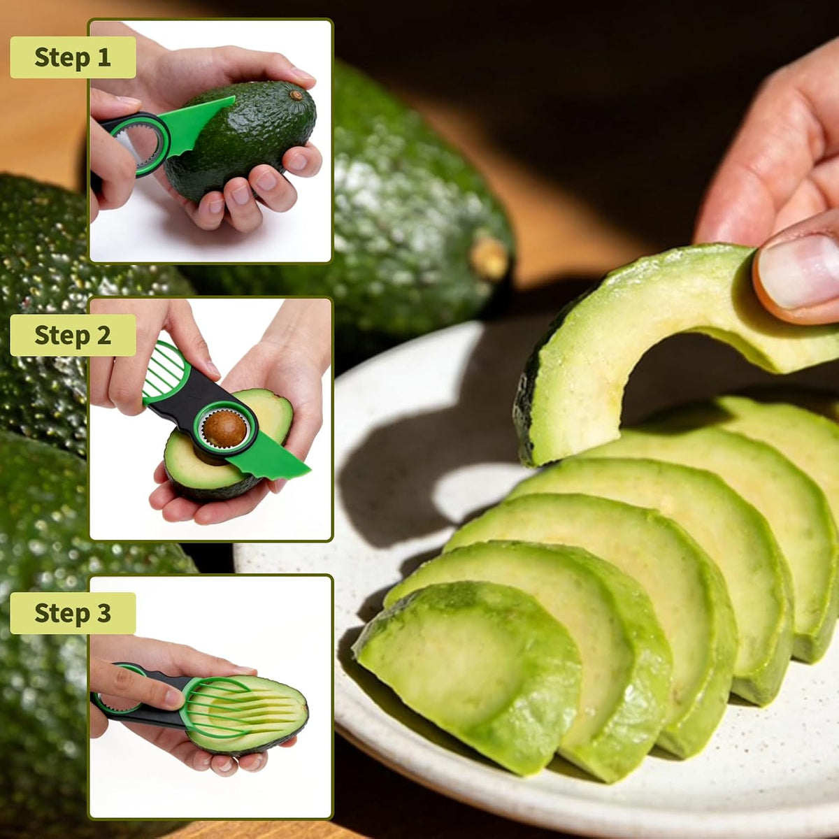 3 in 1 Avocado slicer,dishwasher safe