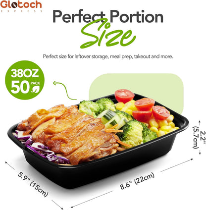 Meal Prep Containers 24oz-100 Pack (200-Piece) Reusable Food Storage Containers with Lids Microwave, Freezer, Dishwasher Safe - Leakproof & BPA Free Durable Plastic Bento Box for To Go Take Out