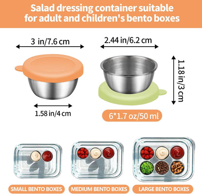 12 Pcs Silicone Lunch Box Dividers, 10PCS Food Picks, 6x1.7 oz Salad Dressing Container To Go, Lunch Accessories for Bento Box