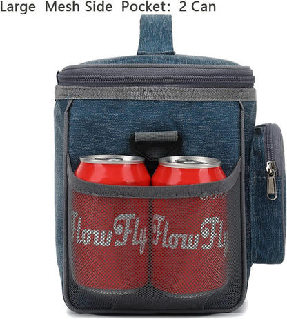 FlowFly Insulated Reusable Lunch Bag Adult Large Lunch Box for Women and Men with Adjustable Shoulder Strap,Front Zipper Pocket and Dual Large Mesh Side Pockets,Cherry - Colors A