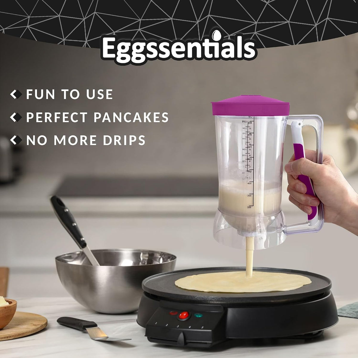 Eggssentials Pancake Batter Dispenser with Squeeze Handle Pancake Dispenser