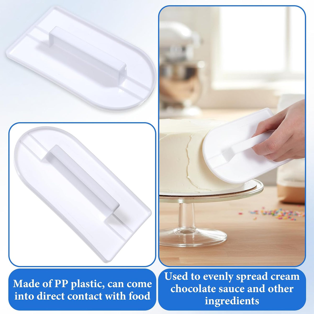 2Pcs Fondant Smoothing, 14.5 x 8 cm/5.7" x 3.1" Fondant Tools Plastic Cake Decorating Smoother & Polisher Cake Decorating Tools Cake Leveler for Smoothing Icing Decoration Sugar Craft (White)