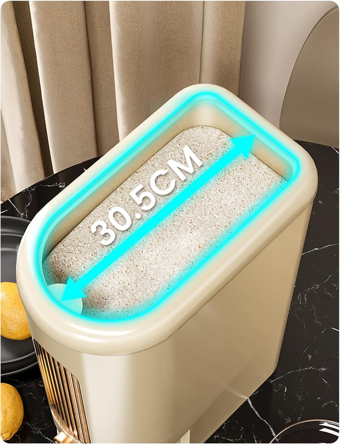 Peaoop 22LBS Rice Dispenser, Large Grain Container Storage with Lid Measuring Cylinder Household Cereal Dispenser Bucket for Kitchen Soybean Corn (22lb)