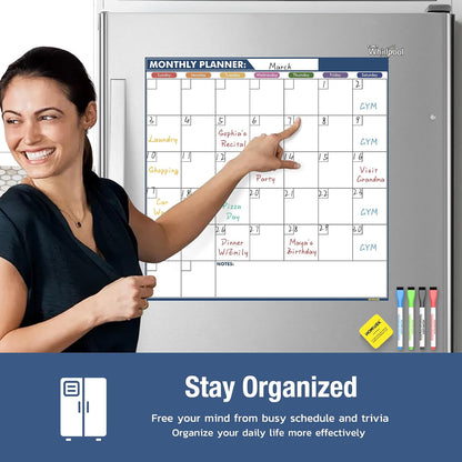Magnetic Meal Planner Menu Board: Reusable Dry Erase Family Planning Board with Grocery List & Fridge Freezer Inventory List for Refrigerator, Dry Erase Markers and Eraser Included - 14x11 Inches