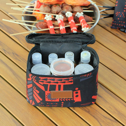 Portable Barbecue Condiment Bottles Set with 1 Storage Bag, Plastic and Oxford Fabric Material, Practical Design for Cooking and Storing Seasonings, for Outdoor Camping and Bbq