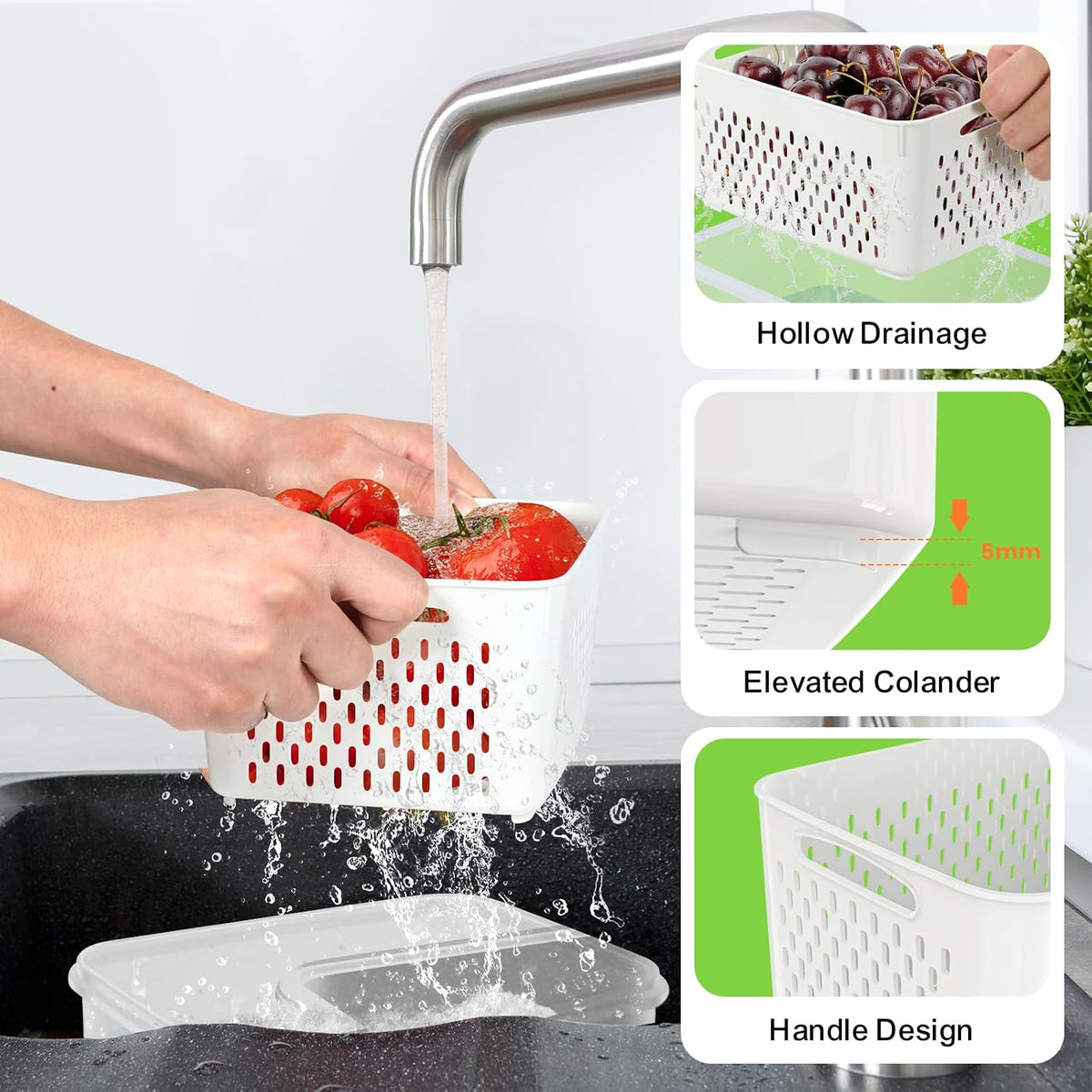 12 Pieces Fruit Storage Containers For Fridge with Removable Colanders