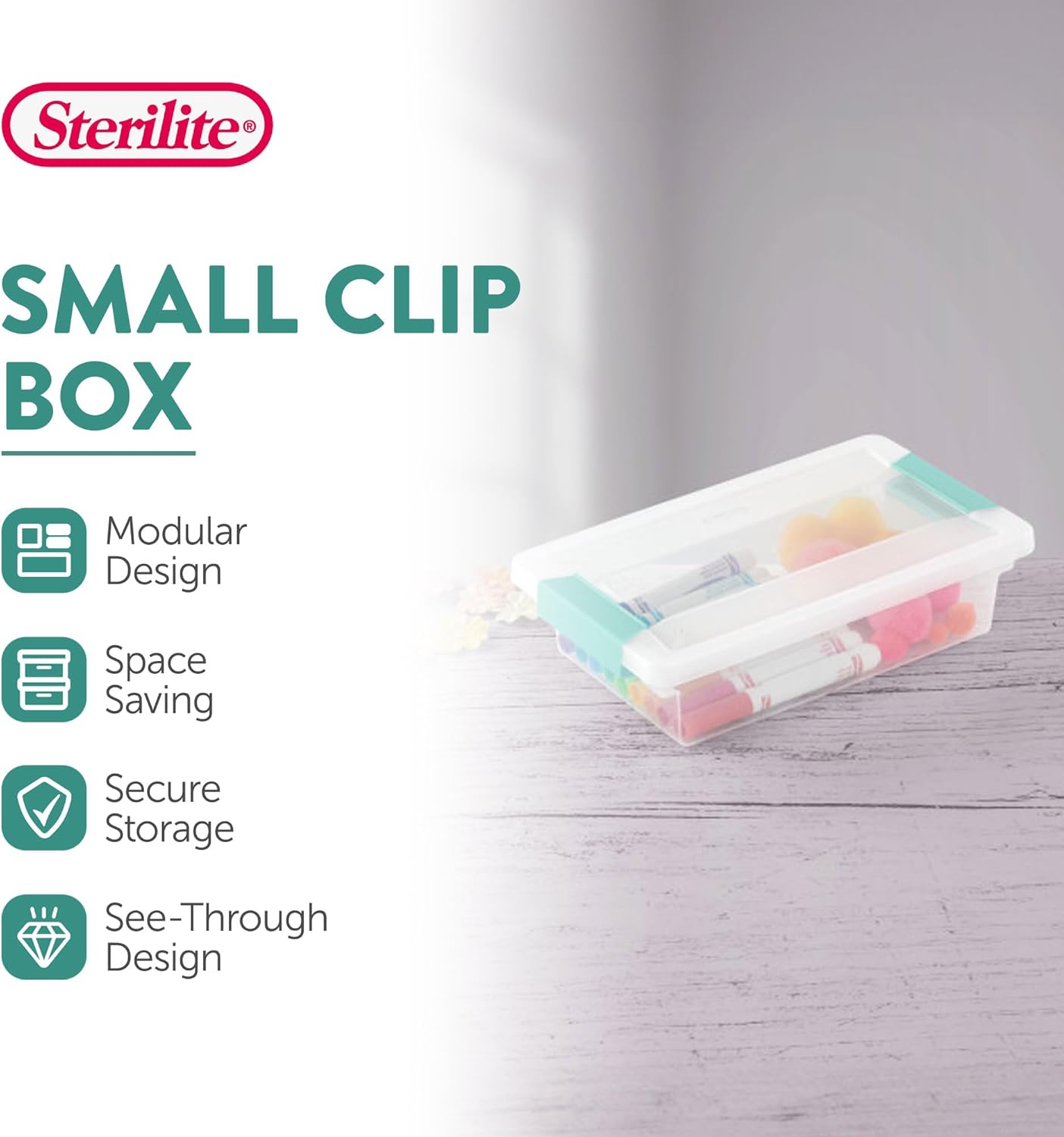 Sterilite 4-Pack Clip Box, Large Stackable Plastic Storage Bins w/ Latching Lids, 18.7 Gal - Heavy-Duty Organizing Containers for Home, Closet, Bathroom, and Office