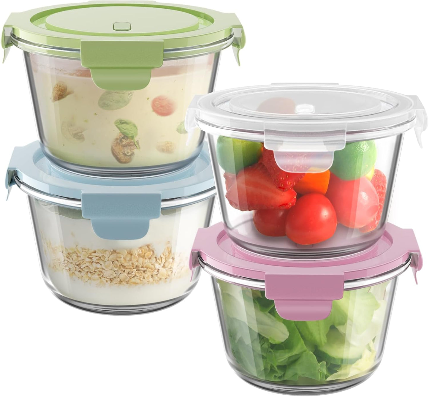 Freshmage 23oz Glass Meal Prep Containers with Lids, Airtight 3-Cup Glass Storage Containers Set, Heat-Resistant BPA-Free for Soup, Leftover, Microwave, Dishwasher, and Freezer Safe (6 Packs)