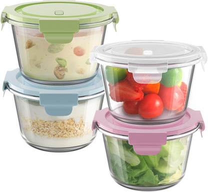 Freshmage 23oz Glass Meal Prep Containers with Lids, Airtight 3-Cup Glass Storage Containers Set, Heat-Resistant BPA-Free for Soup, Leftover, Microwave, Dishwasher, and Freezer Safe (6 Packs)