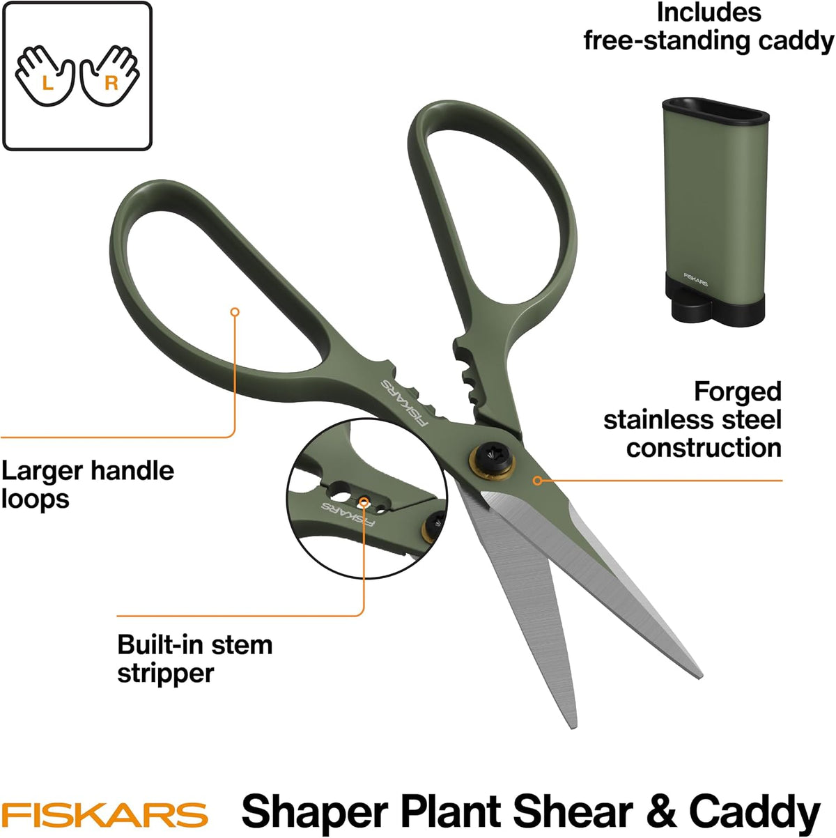 Fiskars 6" Plant Shaping Shears & Holder, Precision Indoor Gardening Snips