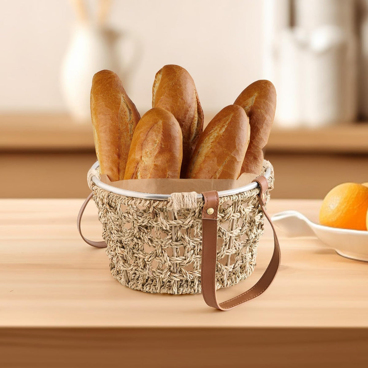 Egg Baskets for Collecting Fresh Eggs Farmhouse Handmade Wicker Hyacinth Egg Collecting Basket with Handle