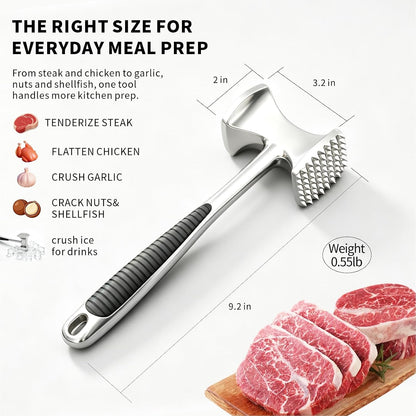 Meat Tenderizer Hammer, Dual-Sided Aluminum Alloy Mallet, Balanced Weight