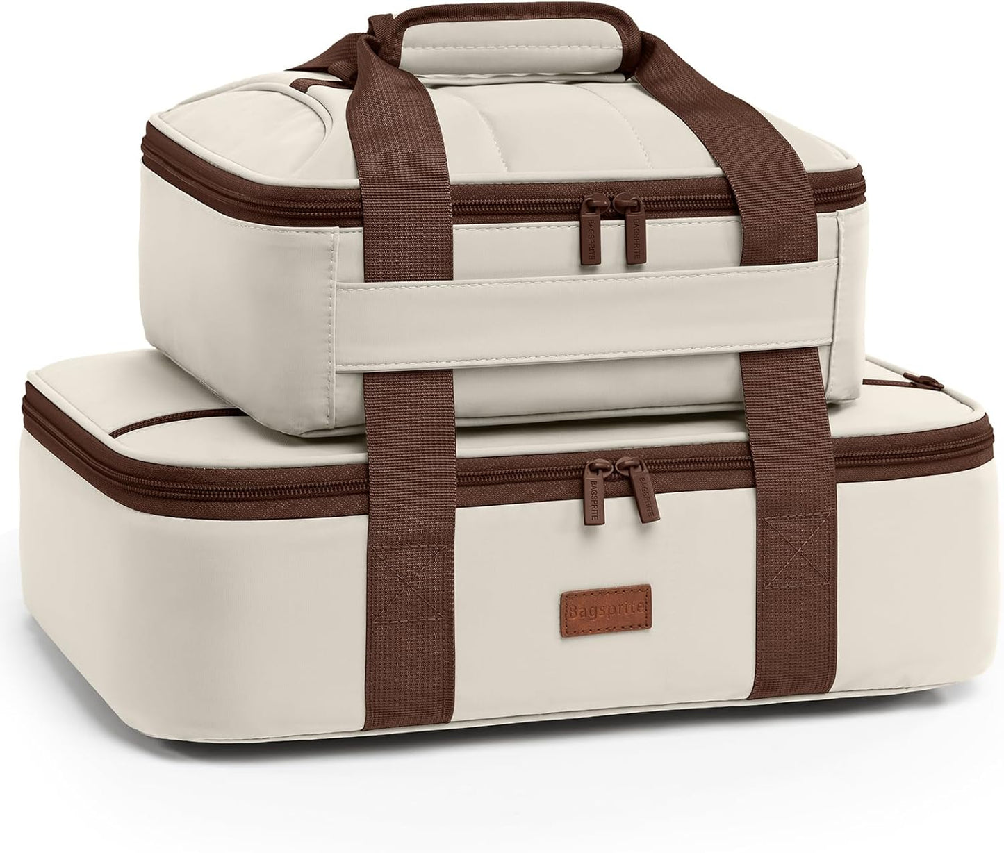 2-Piece Insulated Casserole Carrier Set, Fits 9" x 13" Baking Dish, Food Transport Carrier for Hot & Cold Dishes, Reusable Potluck Tote for Thanksgiving, Holiday Parties, Family Gatherings & Travel